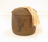 Tassle Round Clay Tea Caddy
